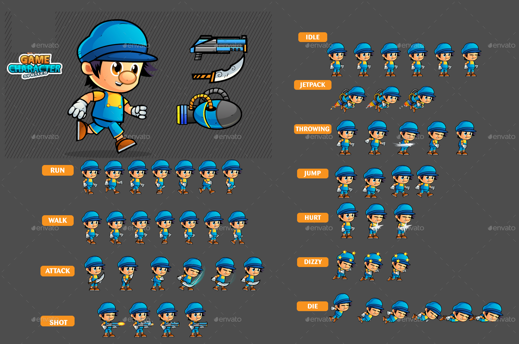 2D Game Character Sprites 261 by pasilan GraphicRiver